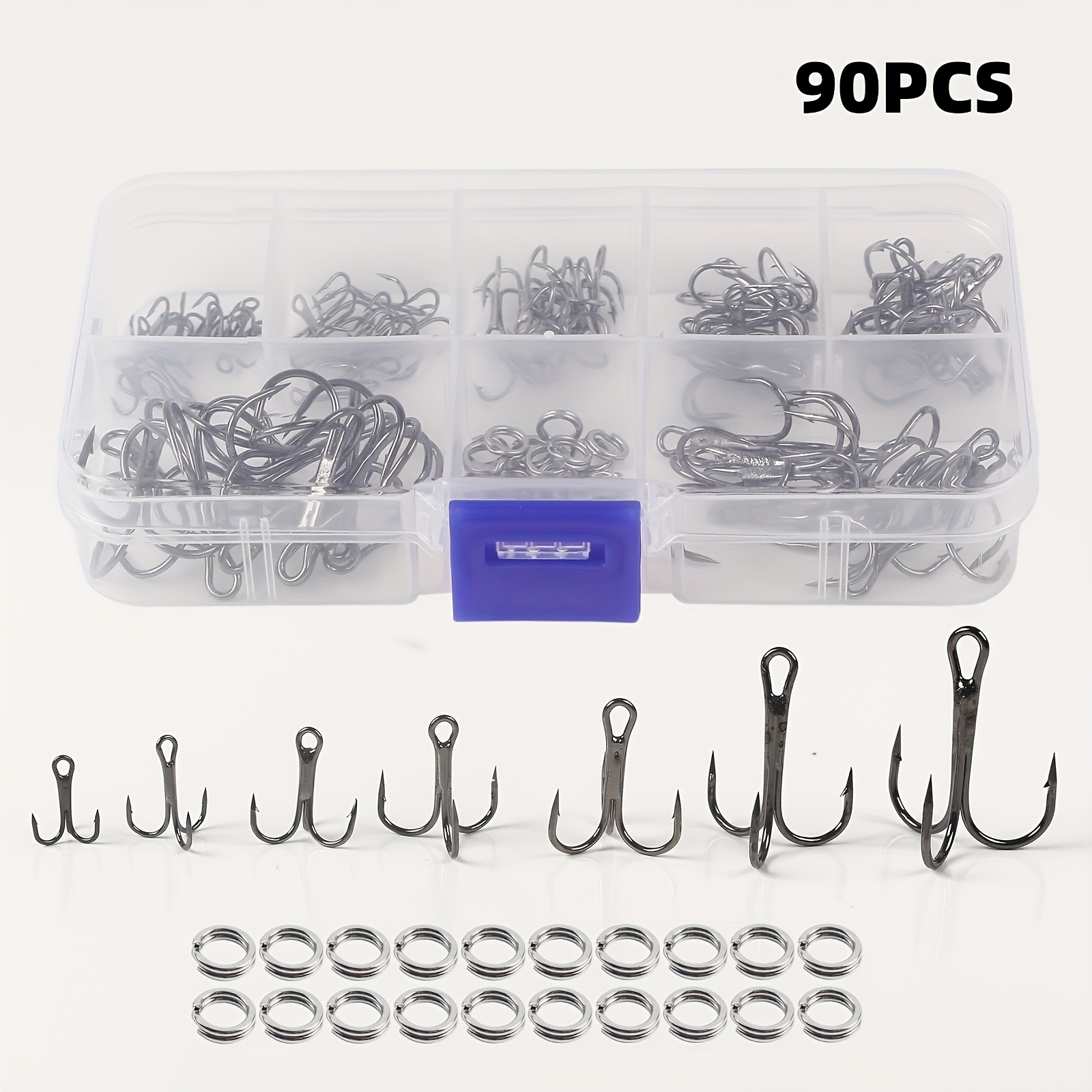 Fishing Hook Assortment - 90pcs/set Kit kail tiga mata dengan