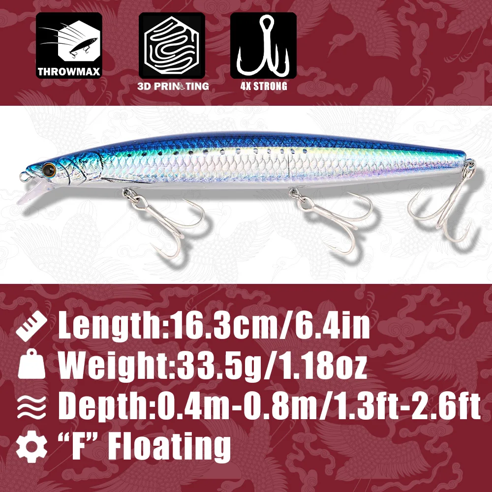Umpan Minnow Laut B&U 163mm/33 - Fishing Hook Treble ulasan dan harga