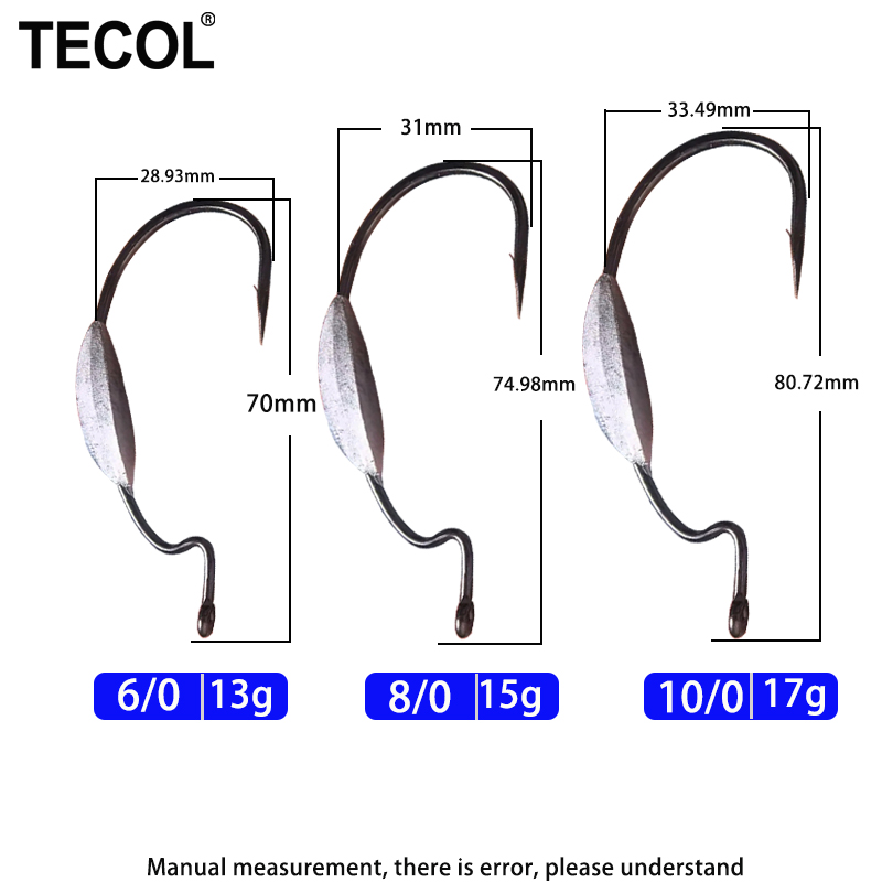 TECOL 3PCS 6/0 8/0 10/0 Kail O - Fishing Hook Weedless ulasan dan harga