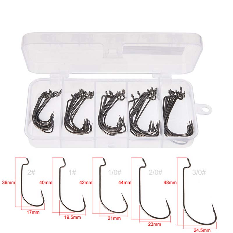 50Pcs/Kotak Kail Pancing Baja  - Fishing Hook Offset ulasan dan harga